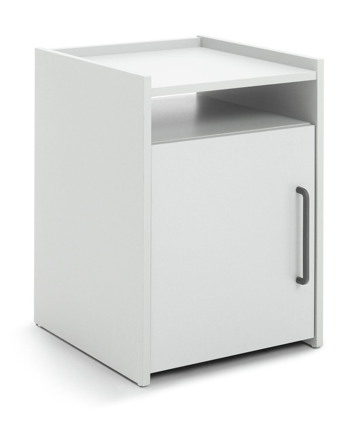 Oldham 1 Door Bedside Table - White | Nightstand, Small Cabinet, Bedroom Storage
