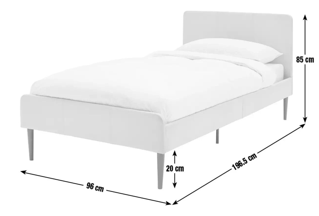 Kristopher Single Fabric Bed Frame - Cream | Upholstered Linen Look, Black Metal