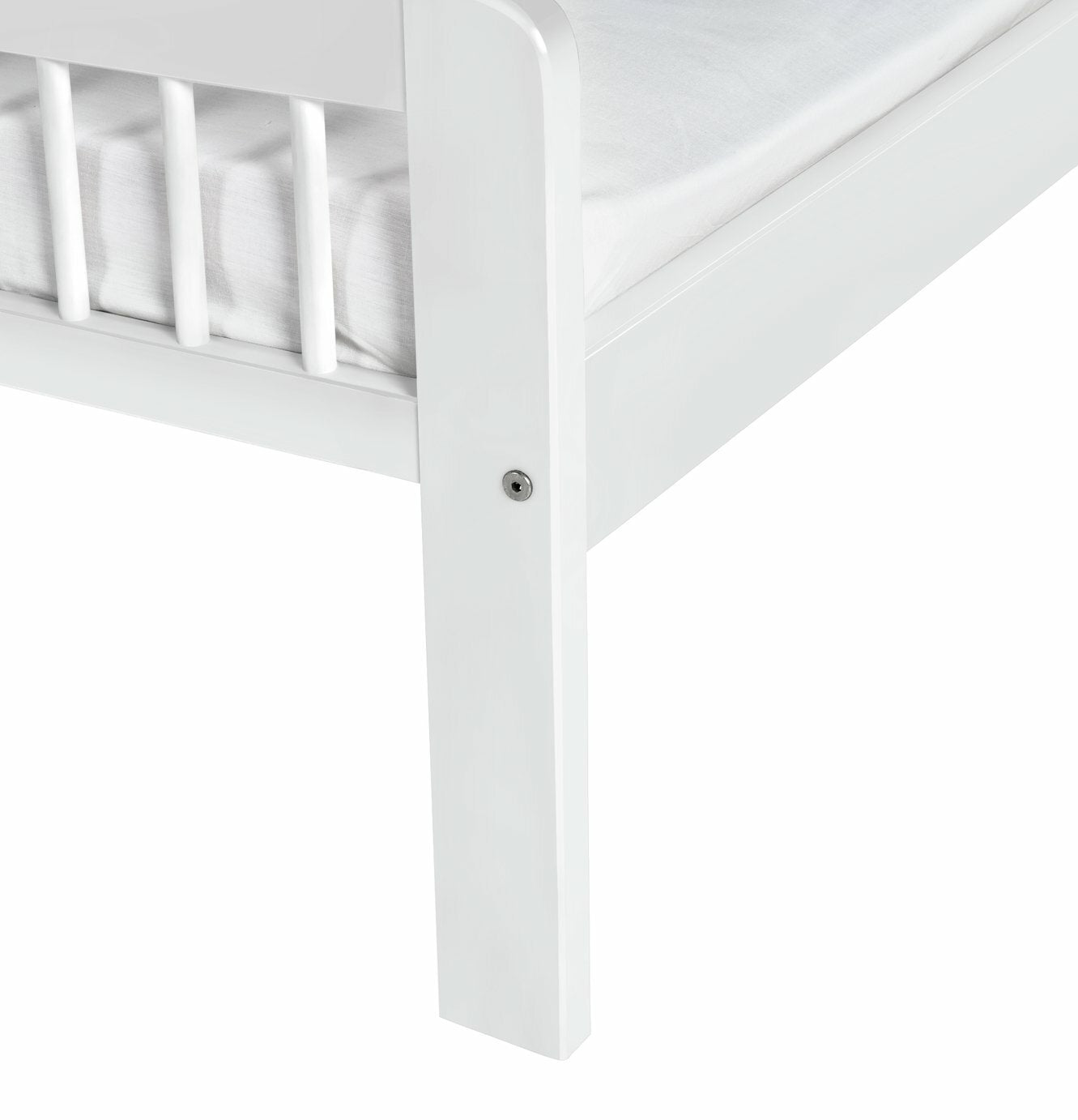 Home Jesse Toddler Bed Frame - White | Sturdy Safe Kids Bed for Nursery Bedroom