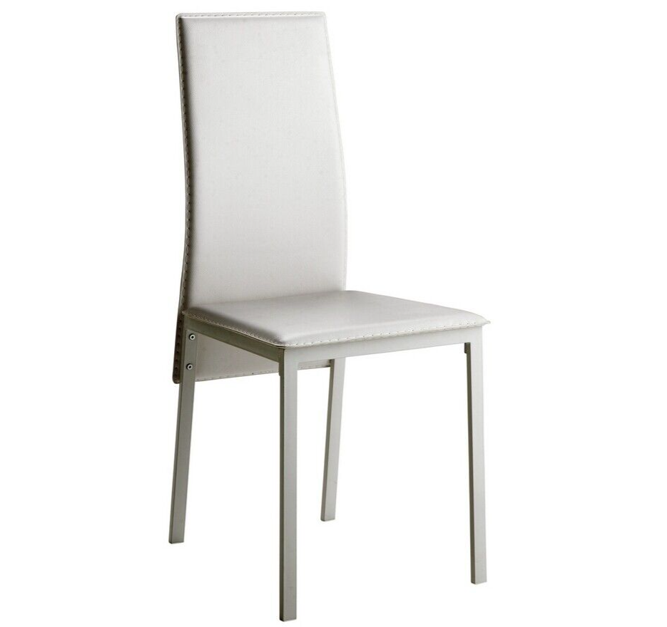 Home Lido Glass Dining Table & 4 White Chairs | Modern Kitchen Dining Furniture