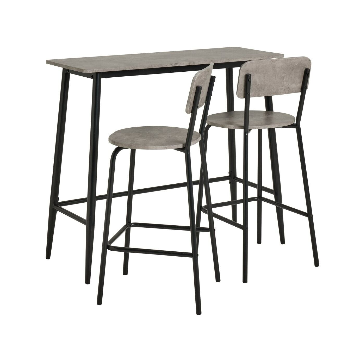 Home Crowe Grey Dining Table & 2 Grey Stools