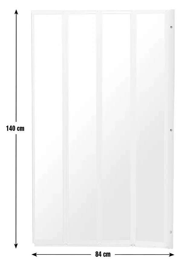 Home 3mm 4 Fold Bath Screen White | Shower Enclosure for Bathroom Space Saver