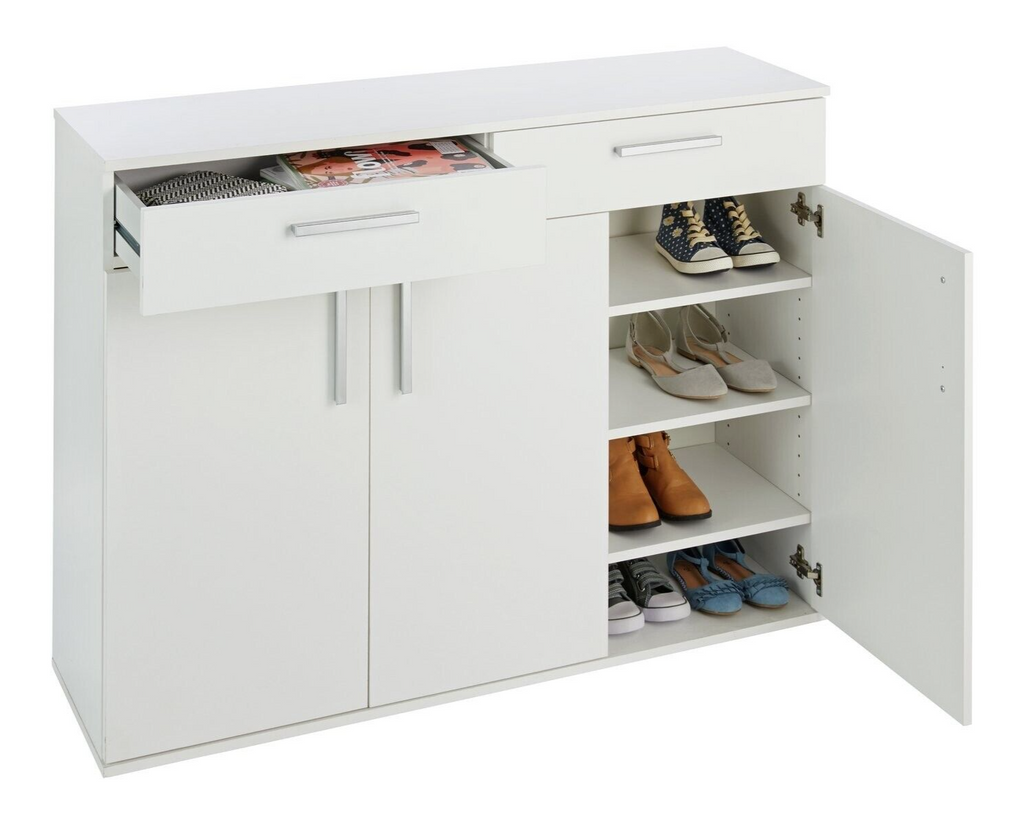 Venetia Large 3 Door 2 Drawer Shoe Cabinet -White
