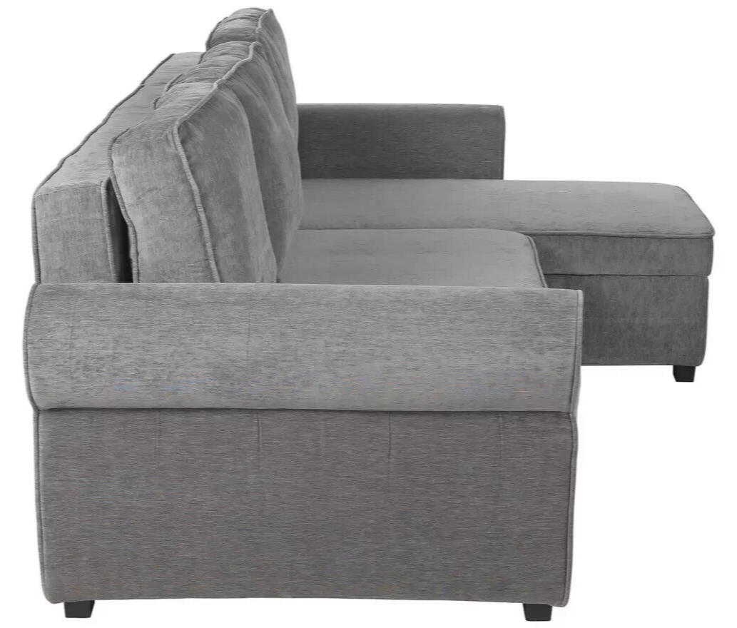 Addie Velvet Reversible Storage Sofa Bed - Grey