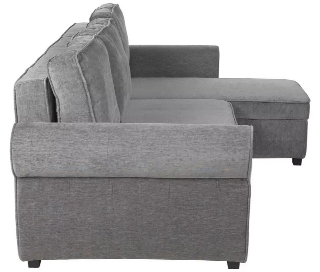 Addie Velvet Reversible Storage Sofa Bed - Grey