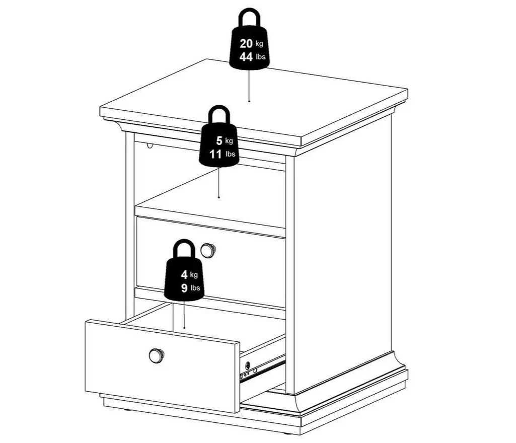 Paris 2 Drawer Bedside Table - Grey