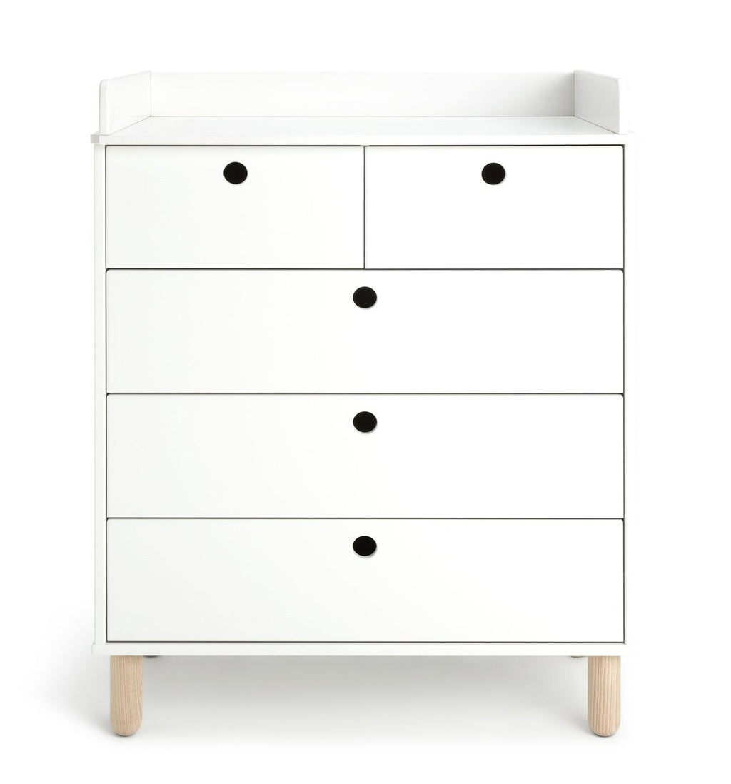 Eden 5 Drawer Chest & Changer Top -White