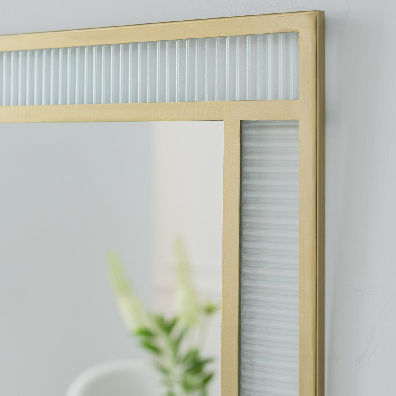 Habitat Glass & Brass Ribbed Square Wall Mirror - 60x60cm