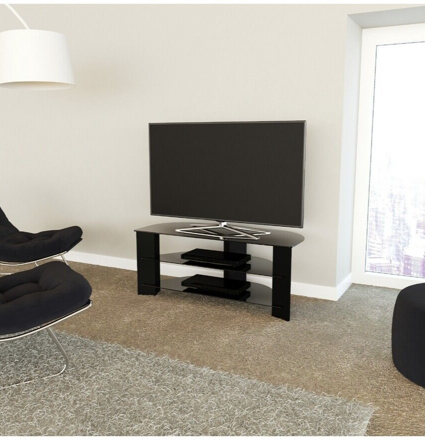 AVF Wood Effect Up to 55 Inch TV Corner Stand Black | Entertainment Furniture