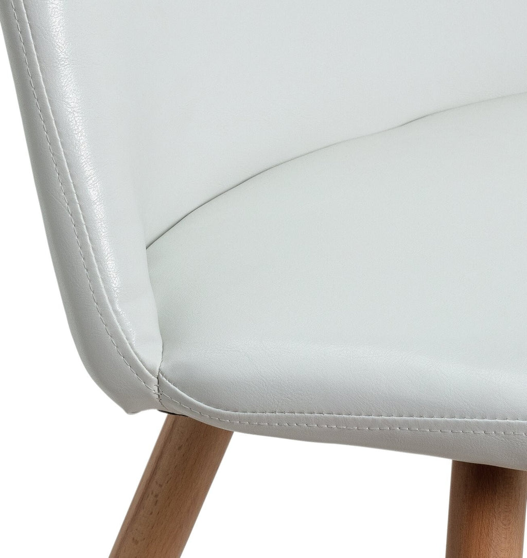 Habitat Quattro Modern Round Dining Table and 4 Chairs in White Faux Leather