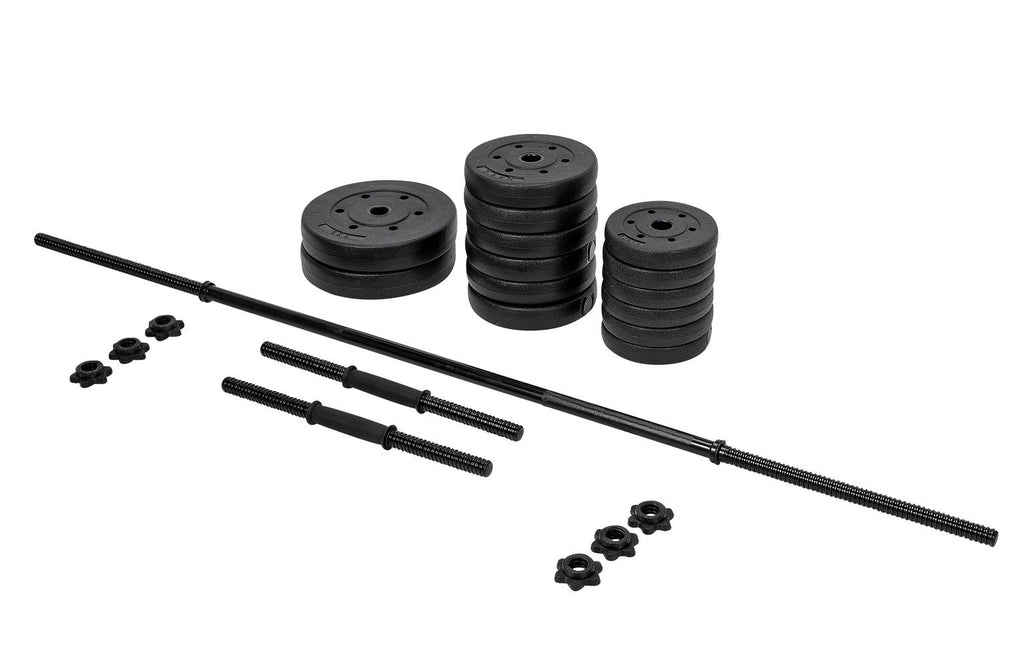 Opti Vinyl Barbell Dumbbell Weight Set 35kg | Adjustable Dumbbells and Bar Set