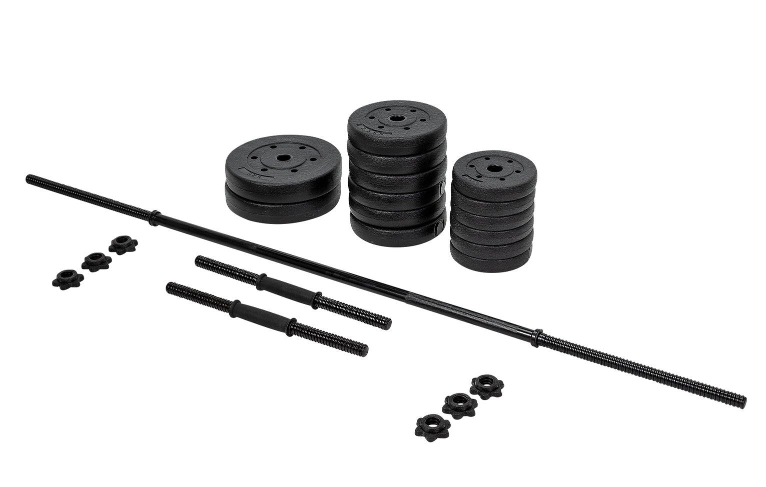 Opti Vinyl Barbell Dumbbell Weight Set 35kg | Adjustable Dumbbells and Bar Set