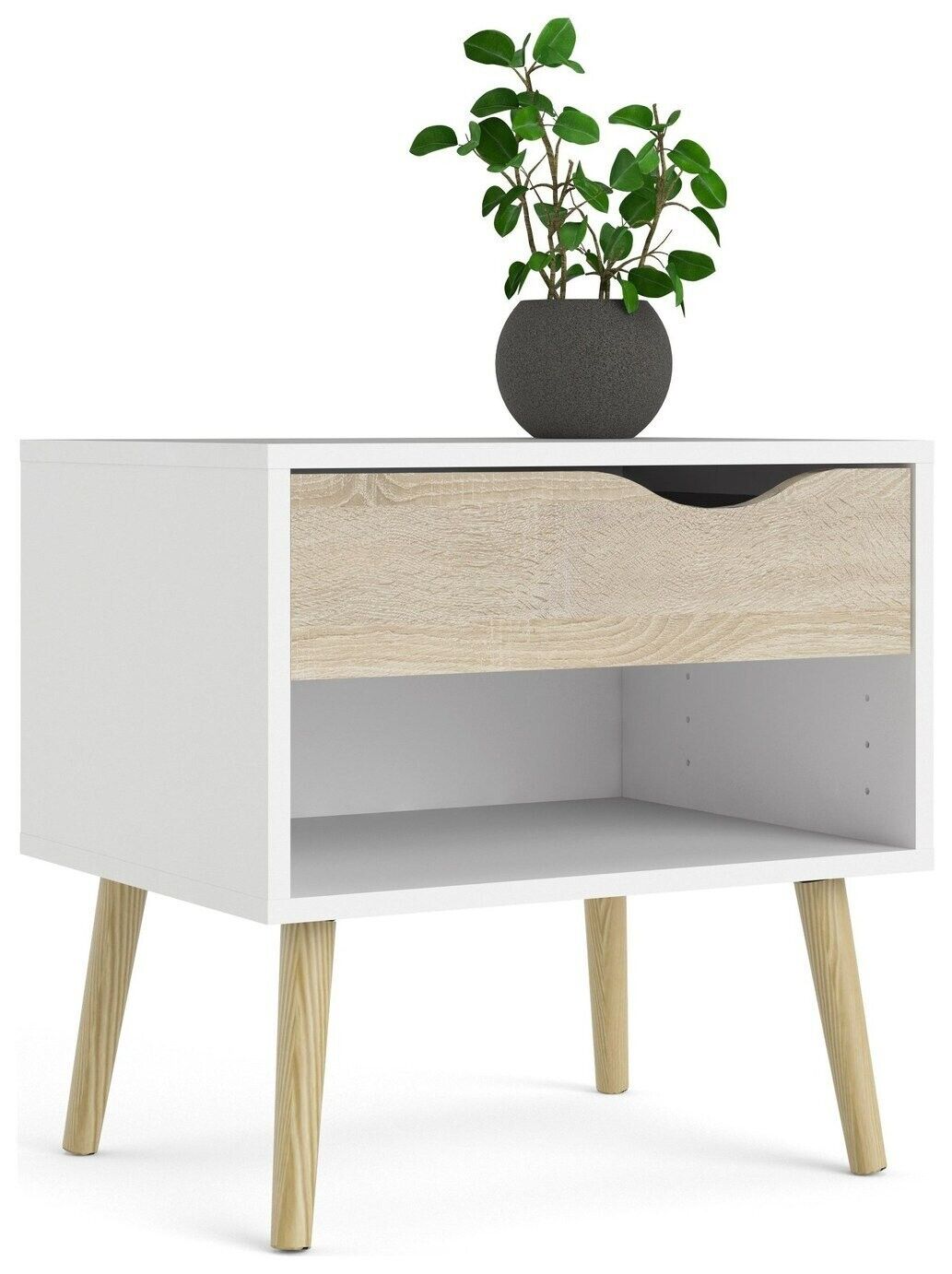Tvilum 0slo 1 Drawer Bedside Table - White & Oak