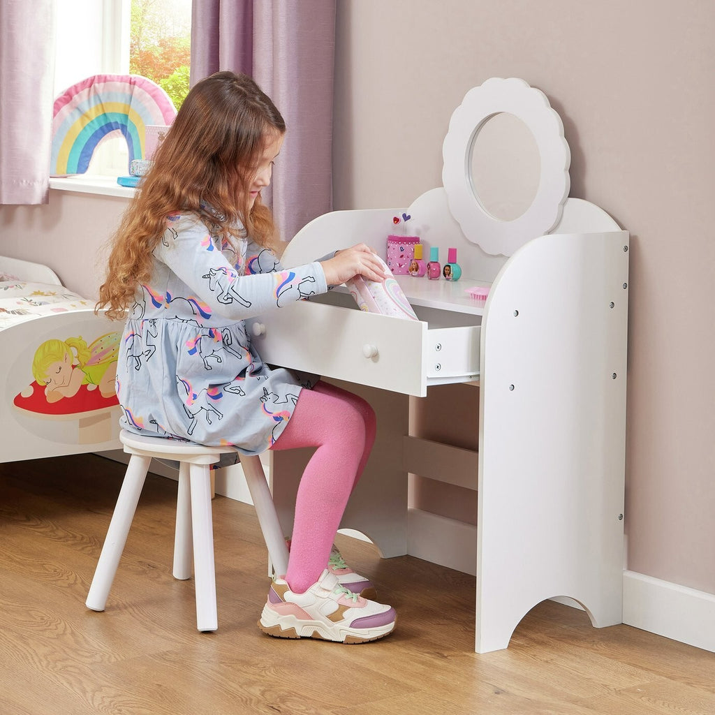Liberty House Kids mirror Dressing Table And Stool - White