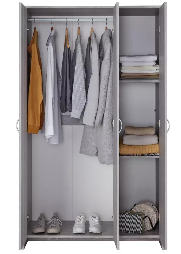 Home Seville 3 Door Wardrobe - Grey Oak Effect ( B Grade )