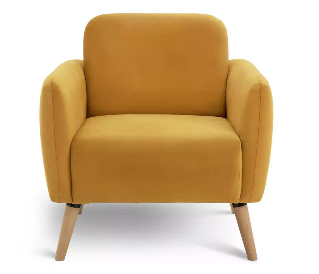 Habitat Elsie Self Assembly Fabric Armchair Mustard | Modern Accent Chair
