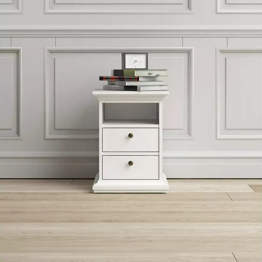 Tvilum Paris 2 Drawer Bedside Table - White ( B grade 33235 )