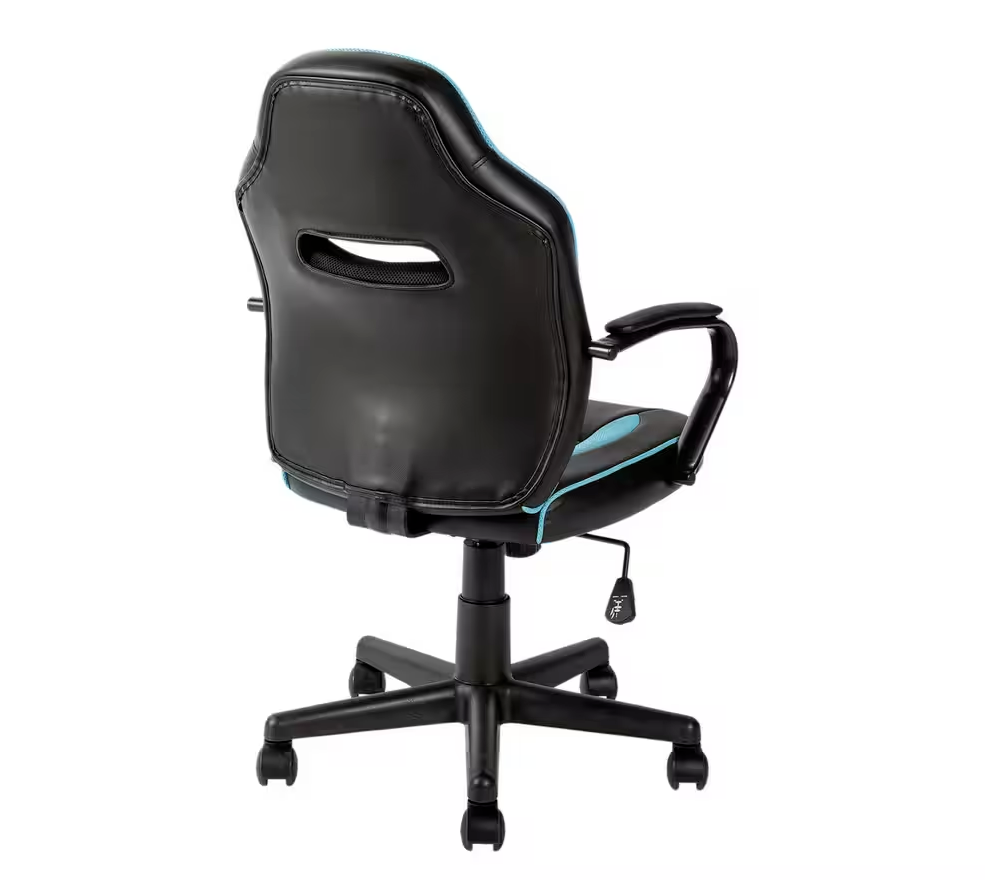Faux Leather Mid Back Gaming Chair - Blue & Black