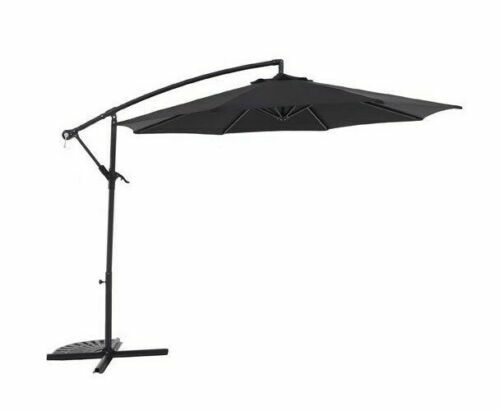 Home 2.5m Overhanging Garden Parasol - Black | Outdoor Patio Sun Shade Umbrella