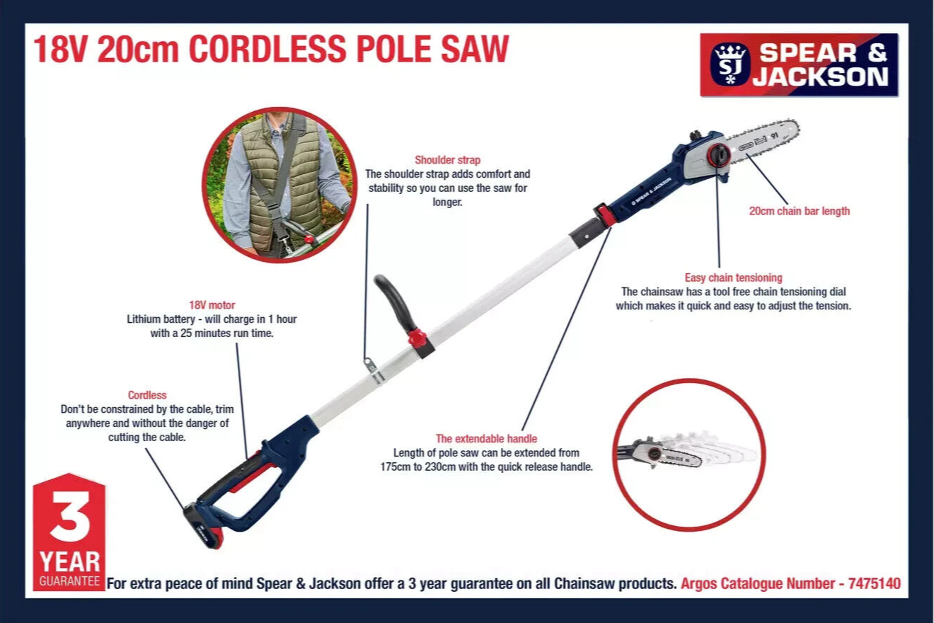 Spear & Jackson 20cm Cordless with Battery Pole saw - 18V ( Pre-Used )