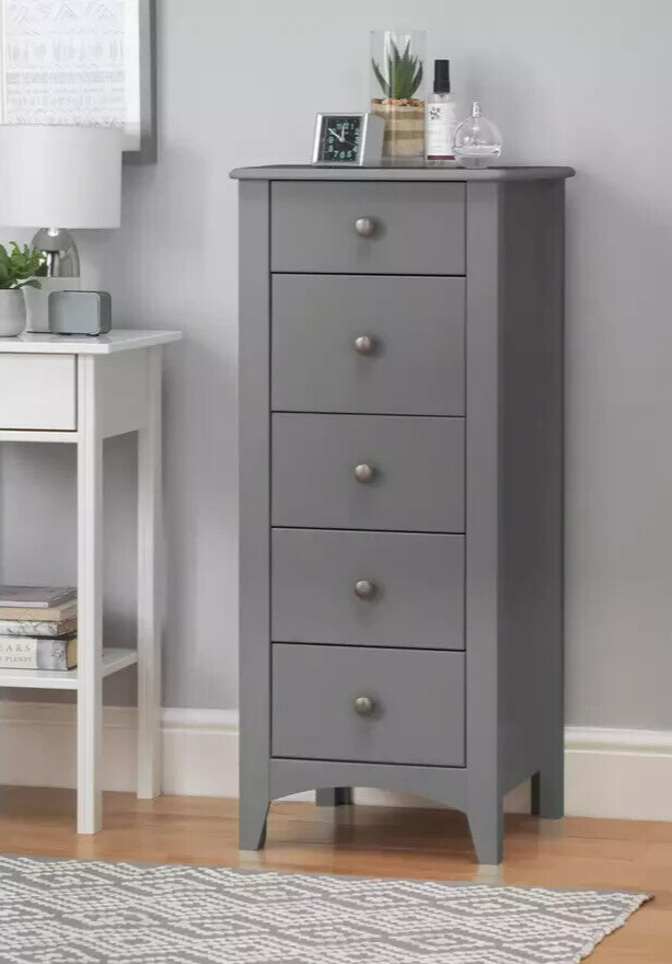 Habitat Minato 5 Drawer Narrow Tall Boy - Grey