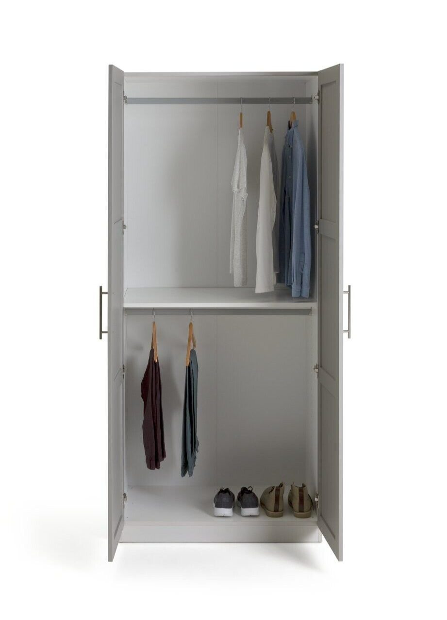 Habitat Munich Panelled 2 Door Wardrobe - Grey