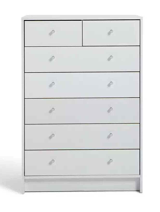 Malibu 5 Wide 2 Narrow Drawer Chest - White ( B Grade )