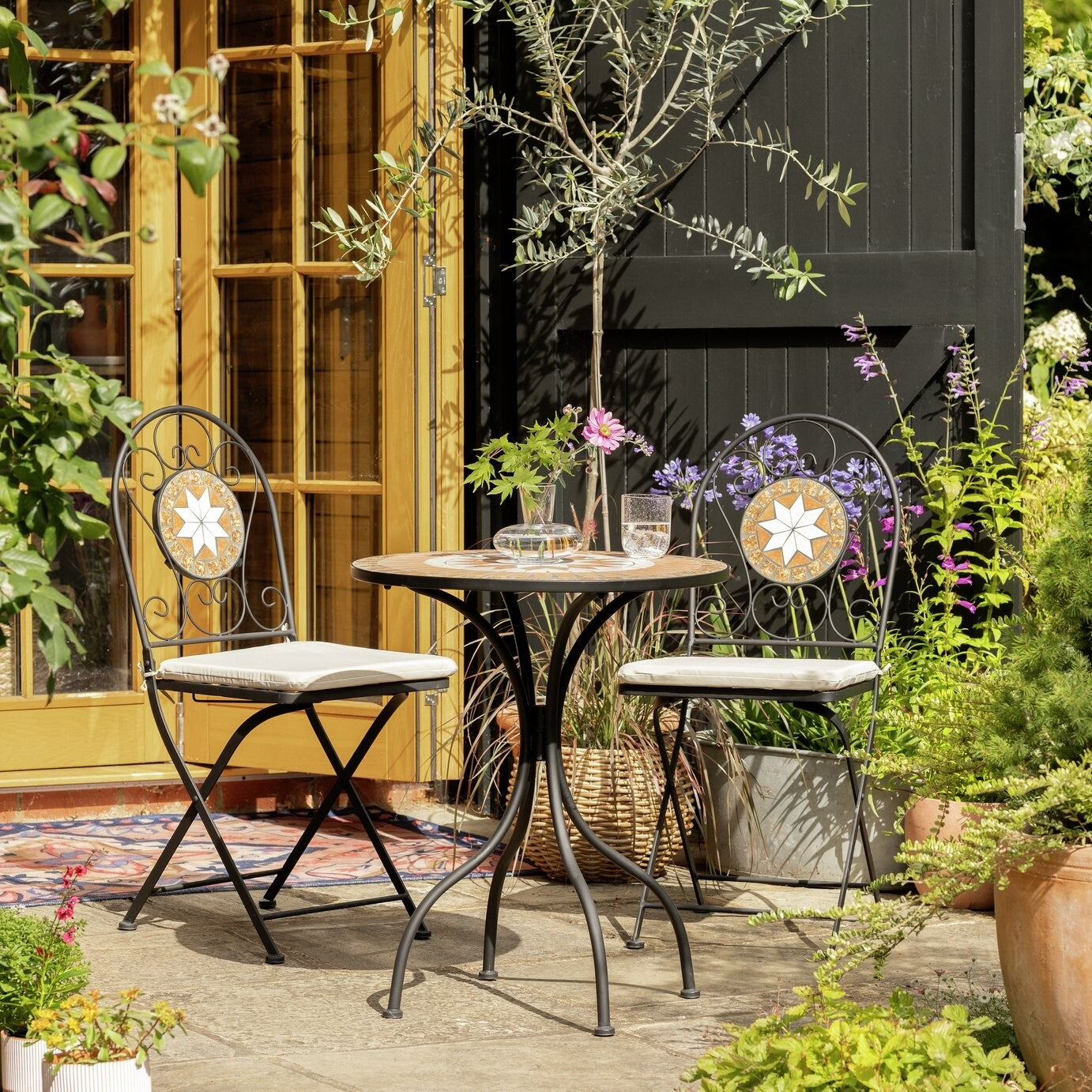 Genoa 2 Seater Metal Garden Bistro set - Black ( B Grade )
