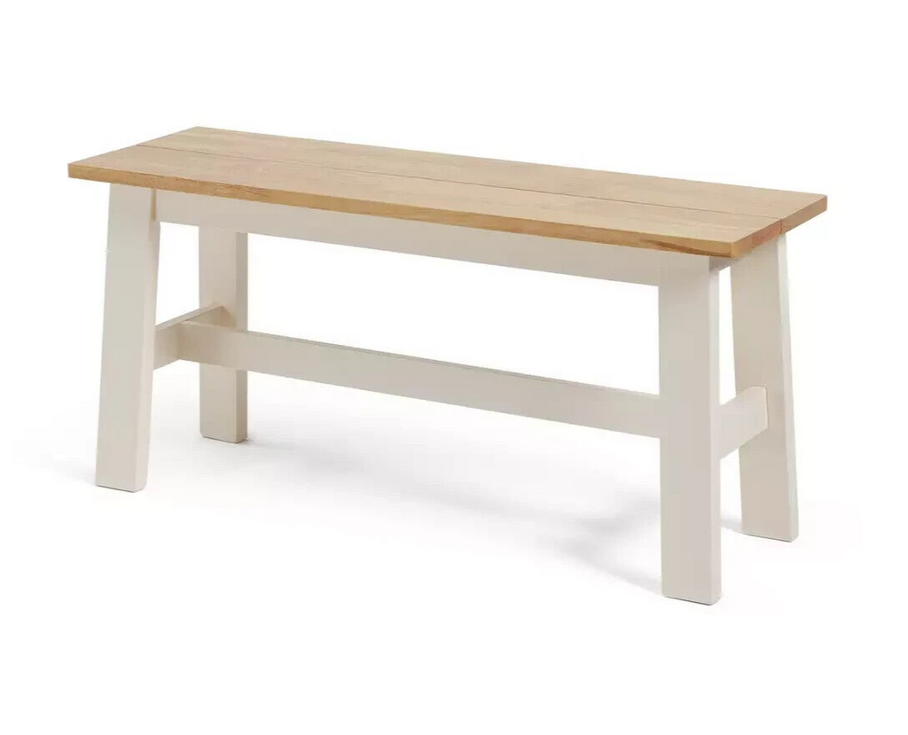 Chicago Solid Wood Table & 2 Off White Benches
