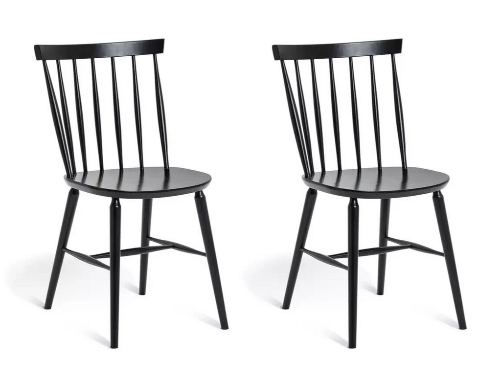 Habitat Talia Pair of Solid Wood Dining Chairs - Black