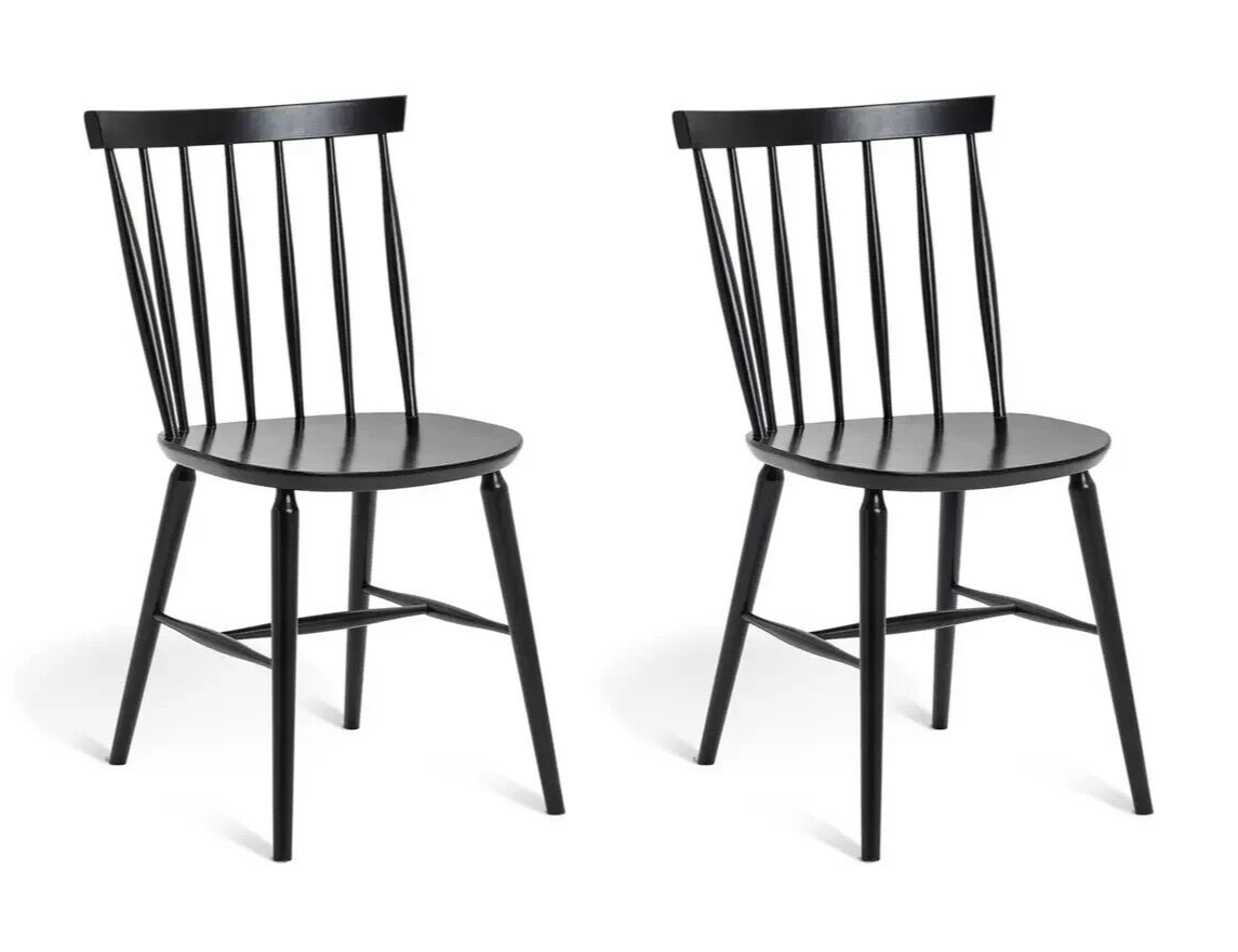 Habitat Talia Pair of Solid Wood Dining Chairs - Black