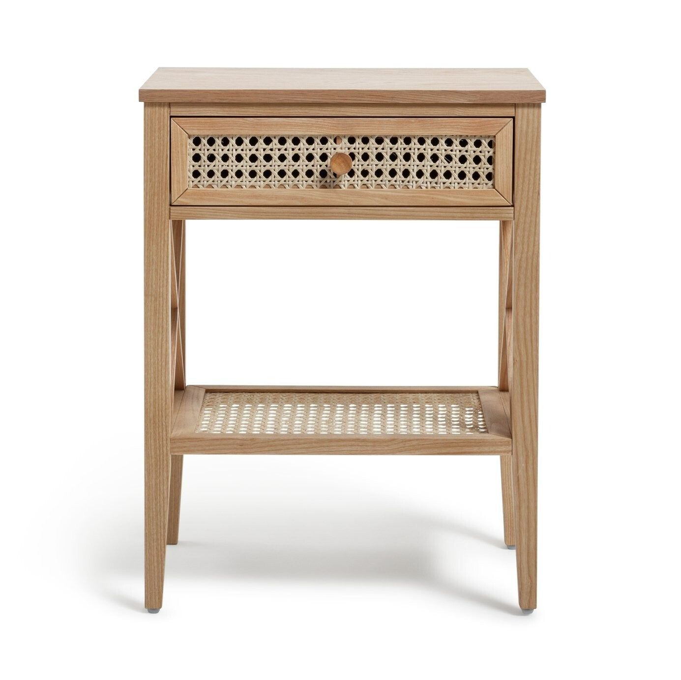Mornington Rattan 1 Drawer Bedside Table - Oak
