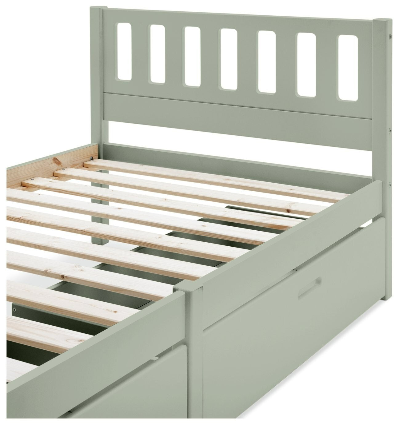 Kids Ronnie Single Bed with Drawers - Green