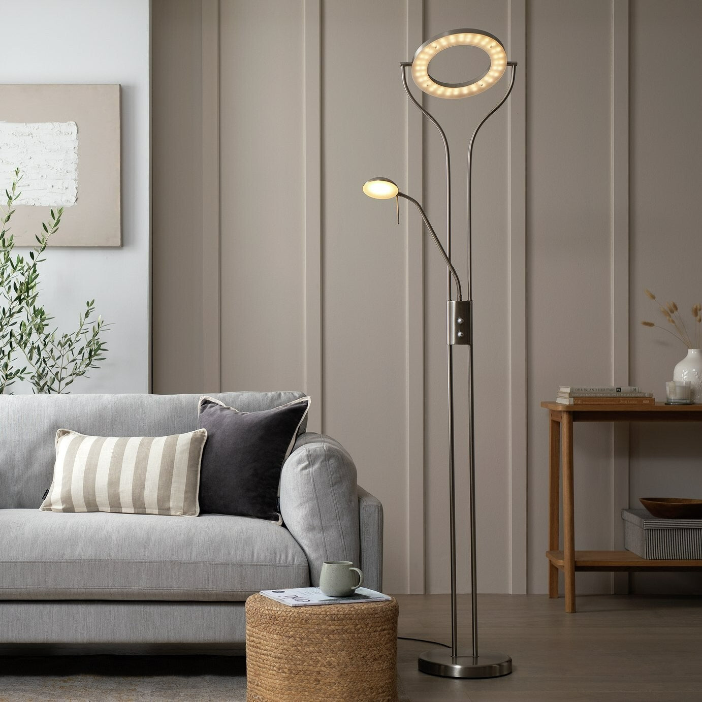 Father & Child LED Uplighter Floor Lamp - Chrome