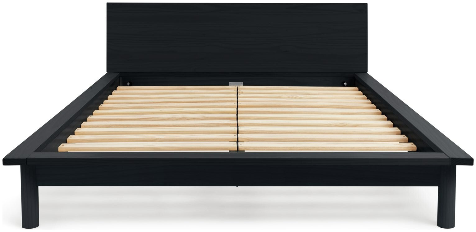 Akio Small Double Wooden Platform Bed Frame - Black