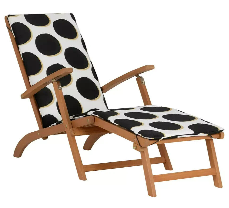 Folding Wooden Sun Lounger - Black & White