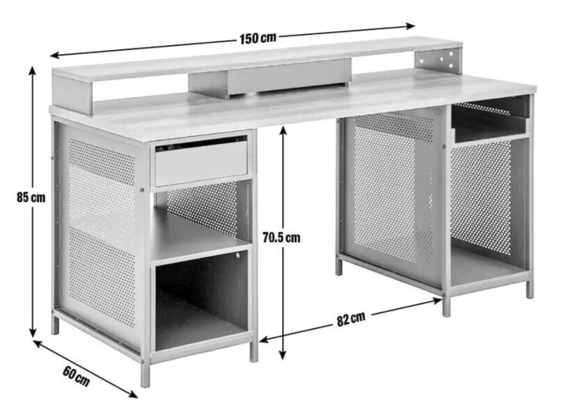 Modular 1 Drawer Gaming Desk - Oak Effect & Black ( B Grade 37398-37395- 37392 )