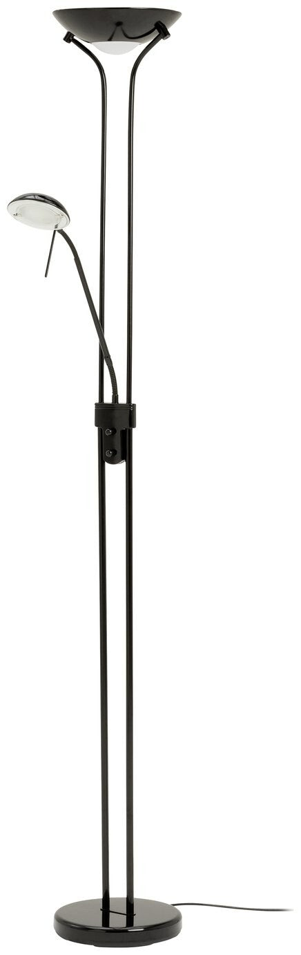 Father & Child Uplighter Floor Lamp Black | Adjustable Reading Light Modern Home
