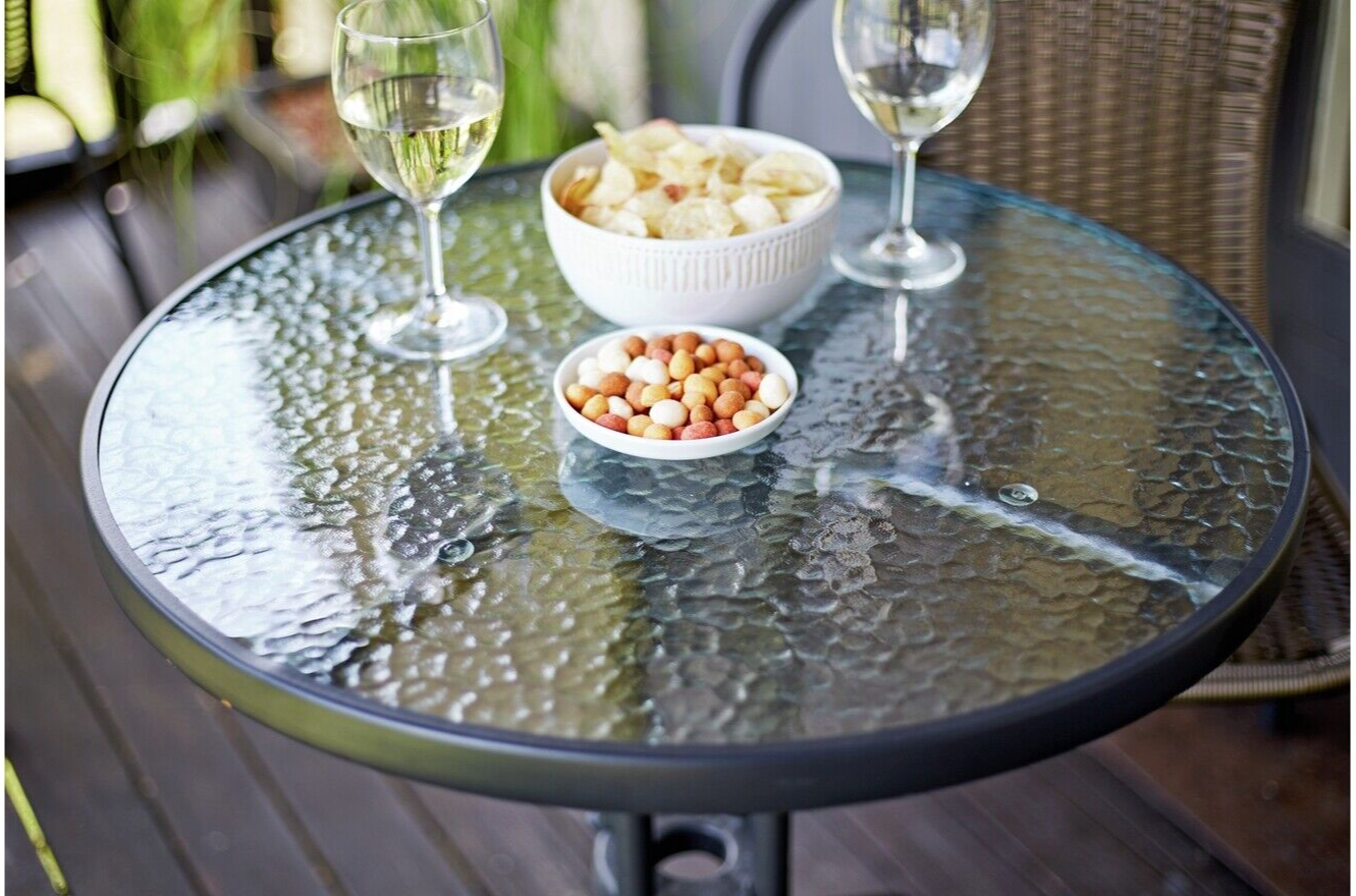 2 Seater Balcony Table Glass - Grey