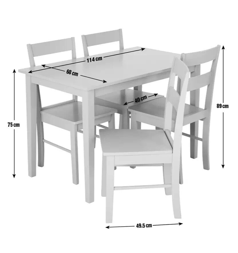 Chicago Table & 4 Chairs - White