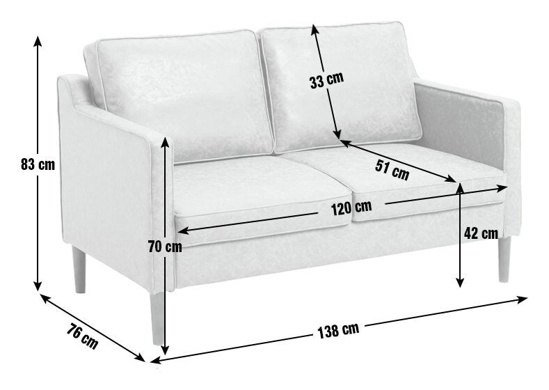 Knox Leather 2 Seater Sofa Tan | Faux Leather Couch Compact Lounge Seating