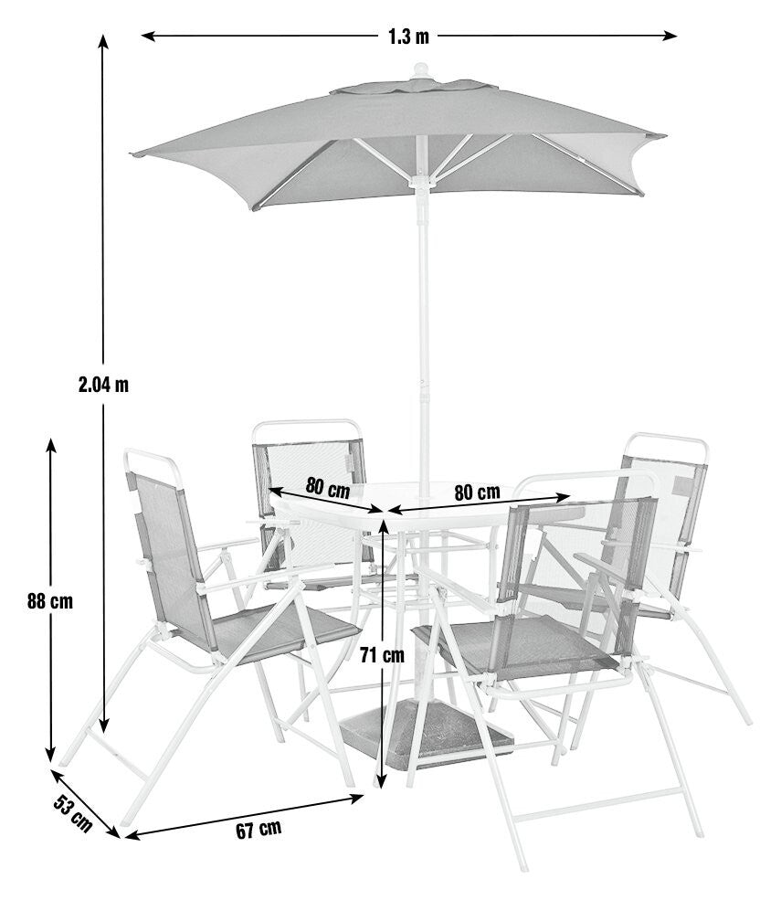Home Atlantic 4 Seater Folding Metal Patio Set - Black | Outdoor Garden Dining