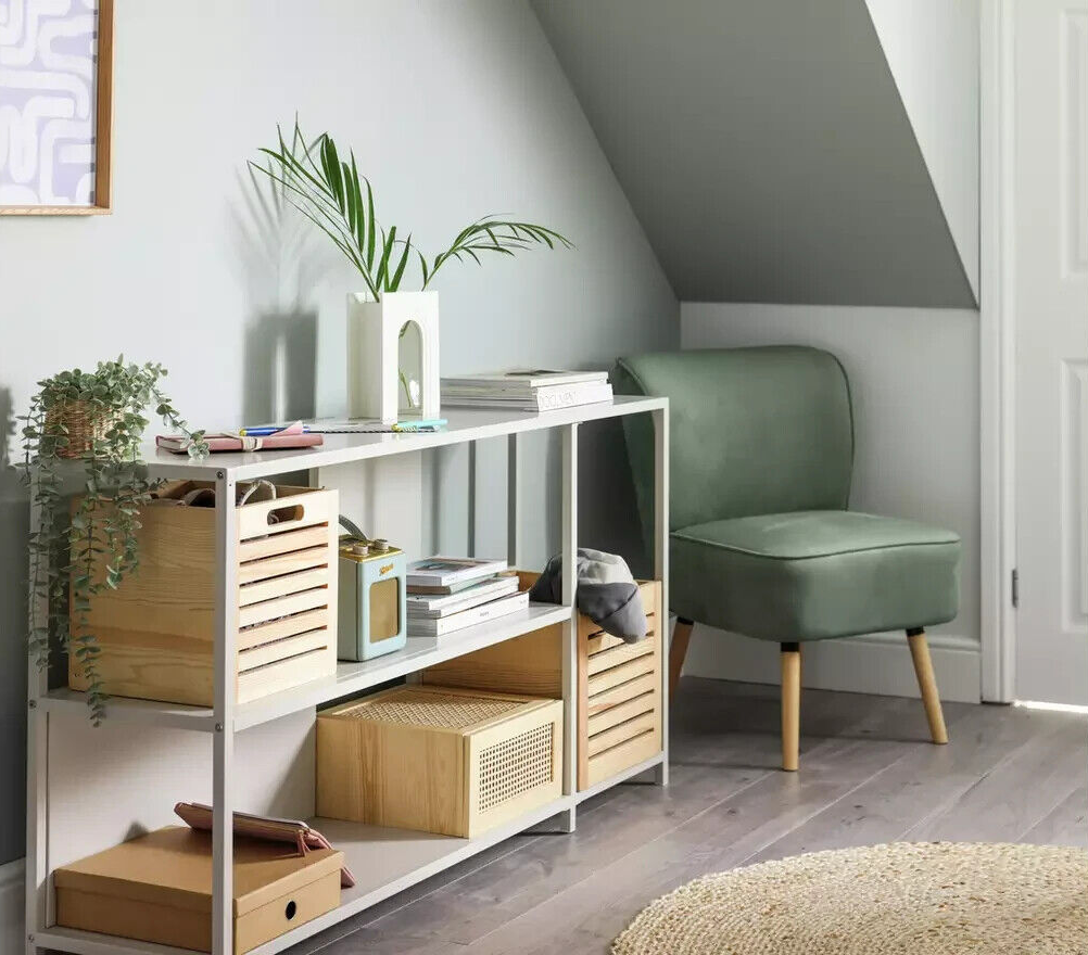 Habitat Deon Short Metal Bookcase - Light Grey | Compact Shelf Office Storage