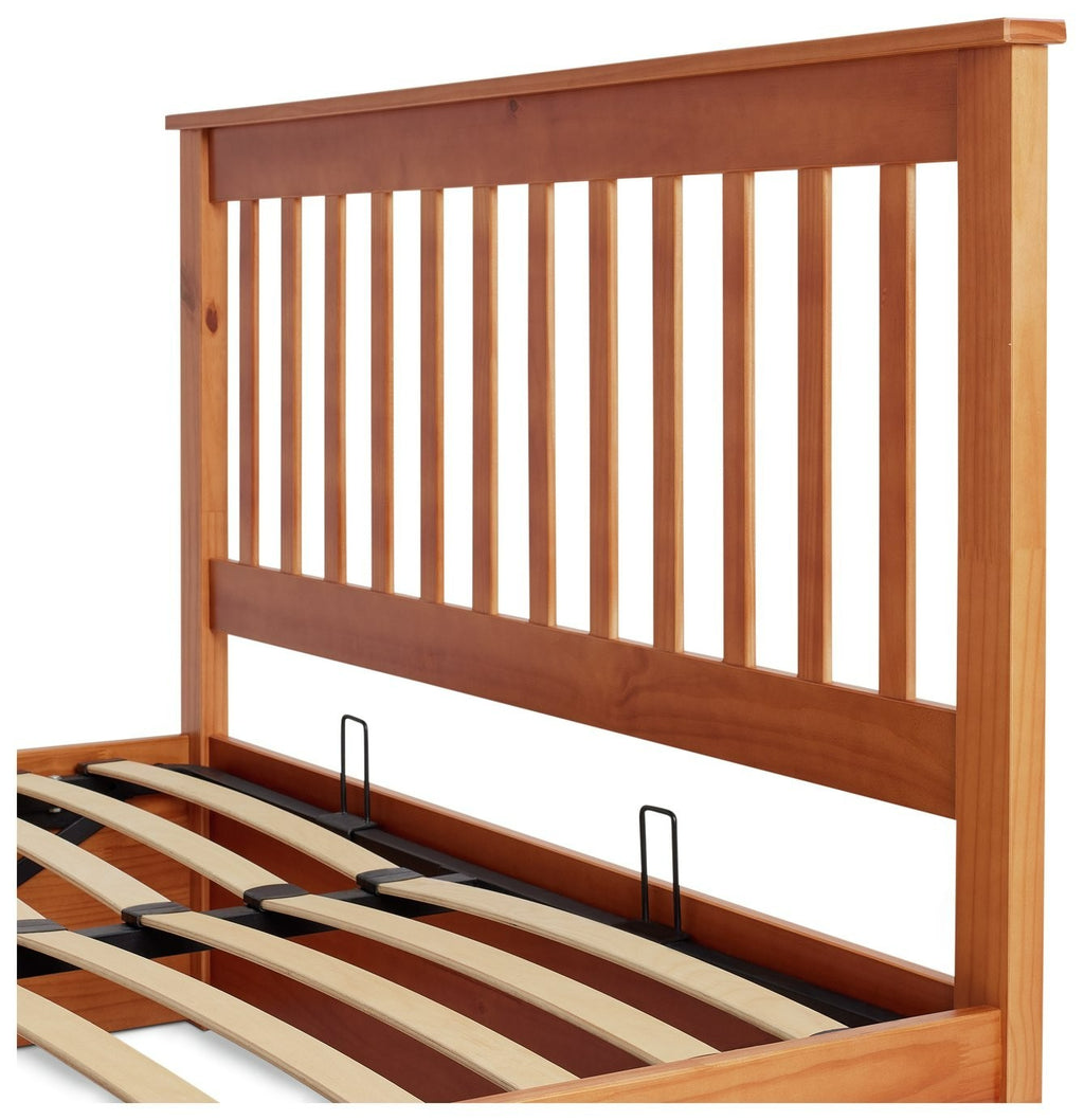 Home Aspley Kingsize Wooden Ottoman - Oak Stain | oak ottoman bed