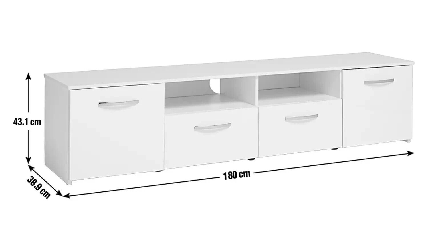 Home Hayward 2 Door TV Unit - White Gloss | Modern Stylish TV Stand Living Room