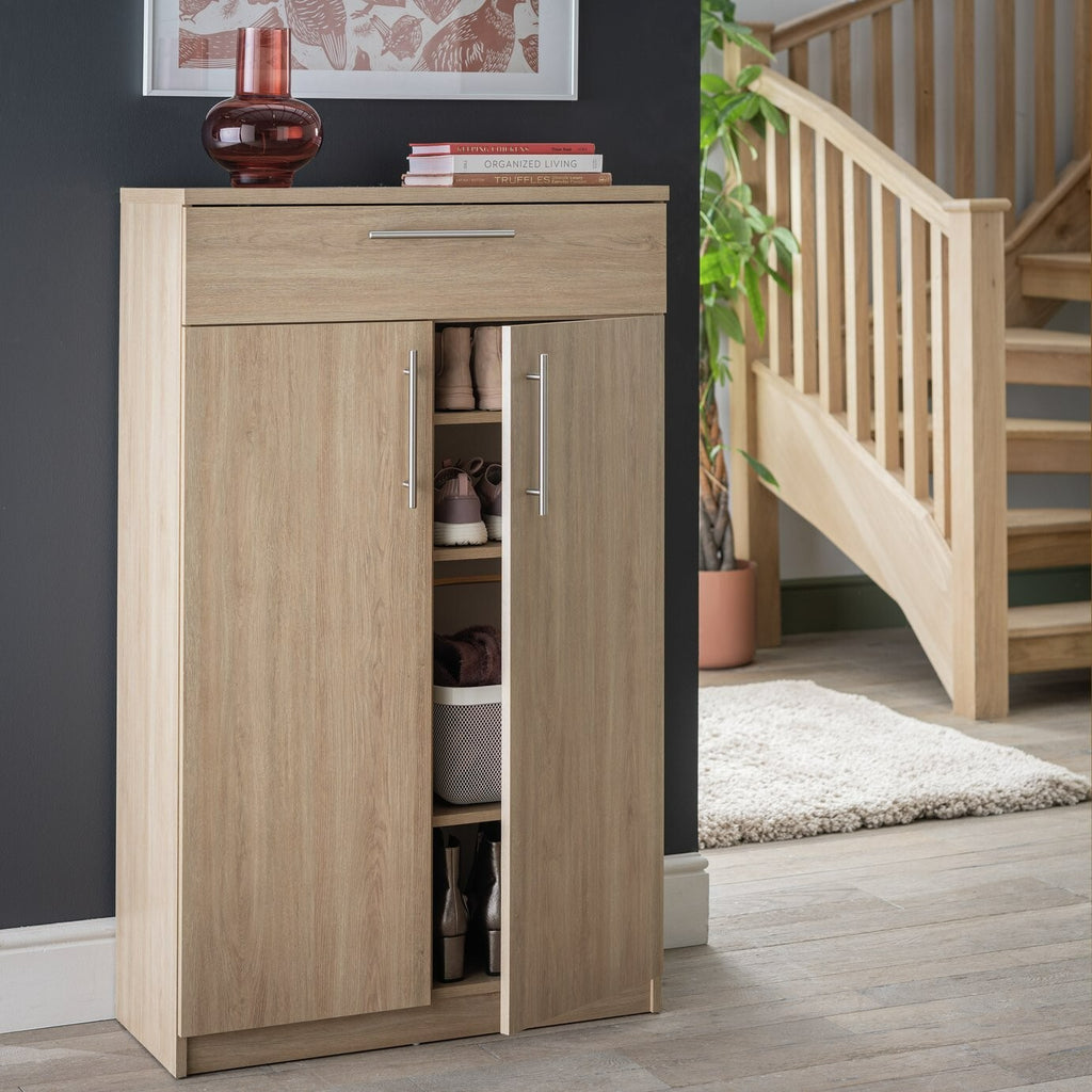 Brisbane 2 Door Shoe Storage Cabinet - Oak