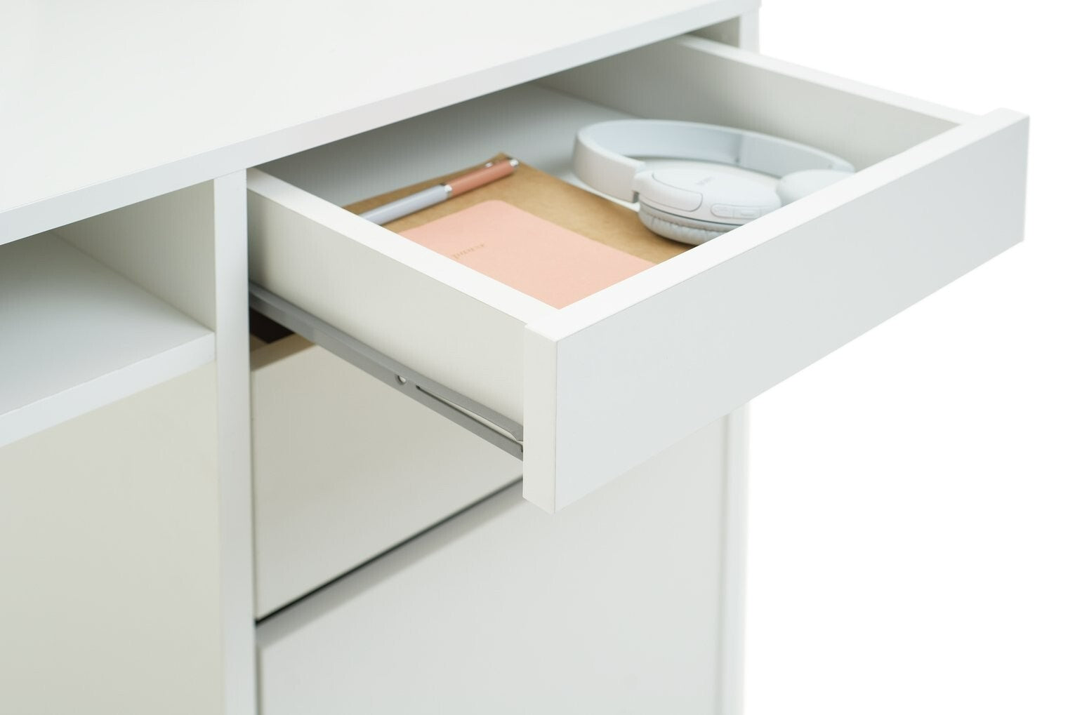 Home Pepper 2 Drawer Pedestal Office Desk - White