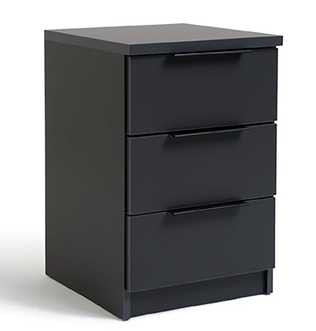 Hallingford 3 Drawer Bedside Table - Anthracite