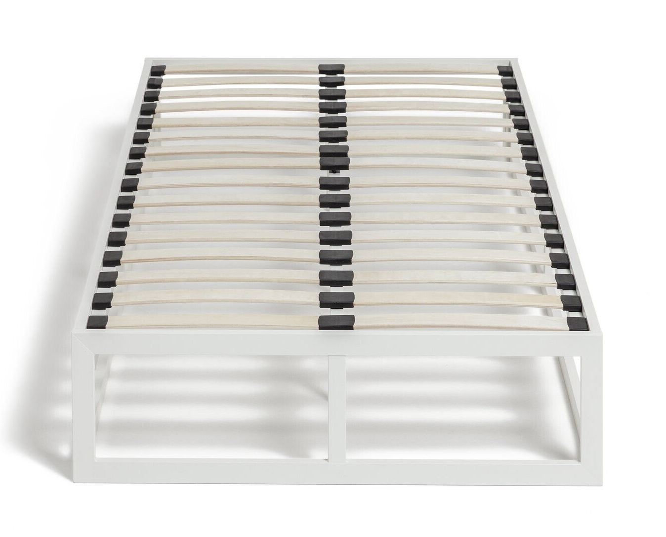 Platform Single Metal Bed Frame - White