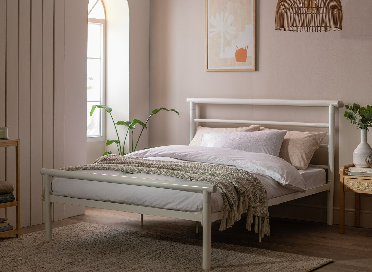 Avalon Small Double Metal Bed Frame - White